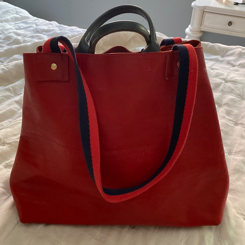 Clare V le big sac rustic red leather tote